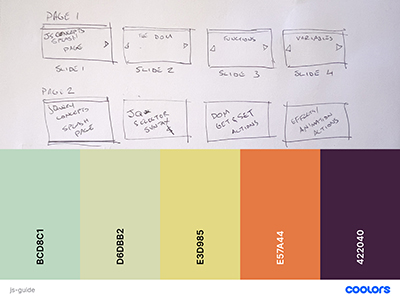 a photo of my color scheme and thumbnail' sketches