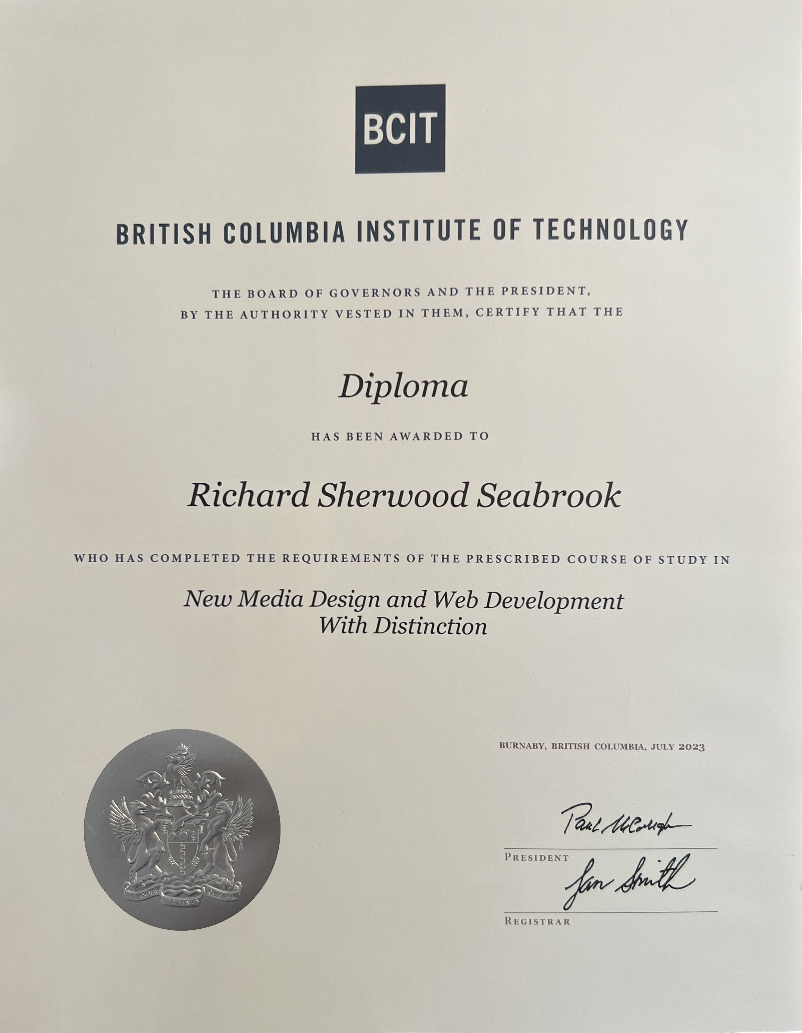 My BCIT Diploma